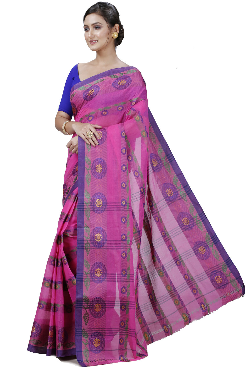 Pink Pure Cotton Uttara Tant Saree (1132)